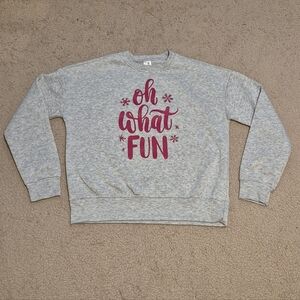 "Oh What Fun" Youth Holiday Sweatshirt L 10/12 Like New